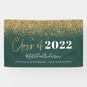 green gold glitter script class of graduation  banner