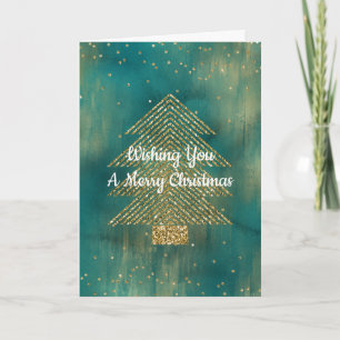 Green Gold Glitter Sparkle Christmas Card