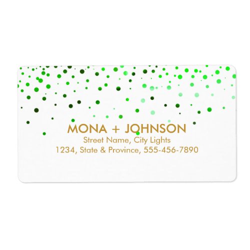 Green Gold Glitter Sparkle Confetti Dots Modern Label