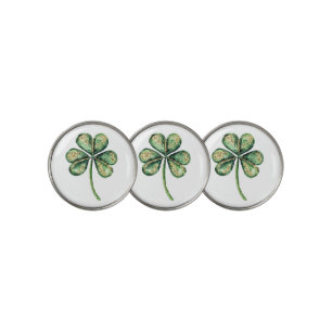 Green Gold Glitz Shamrock   Golf Ball Marker