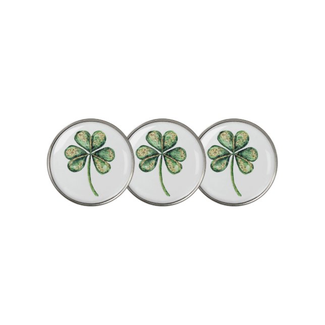 Green Gold Glitz Shamrock   Golf Ball Marker (3 Up)