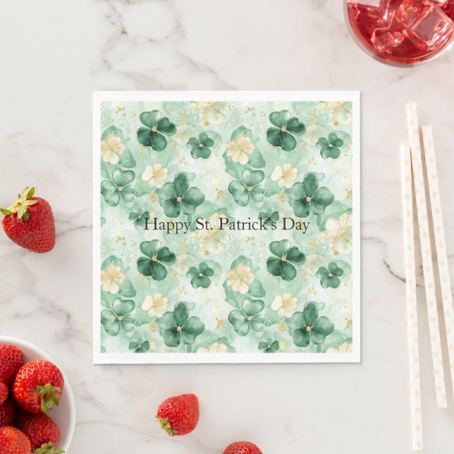Green Gold Glitzy Glitter St. Patrick's Day   Napkins (Insitu)