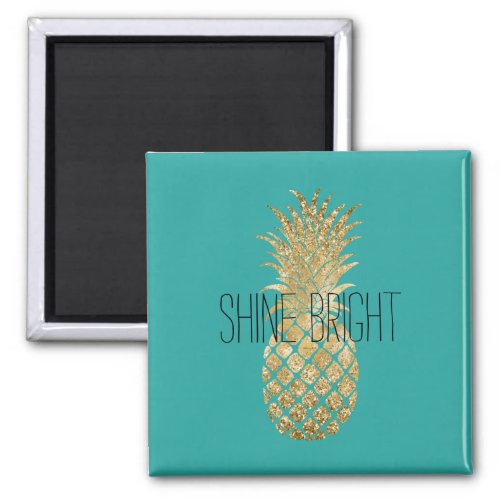 Green Gold Glitzy Pineapple Magnet
