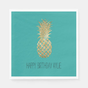 Green Gold Glitzy Pineapple Napkins
