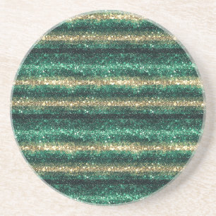 Green Gold Glitzy St. Patrick's Day Glitter Coaster