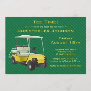 Green Gold Golf Cart Retirement Party Invitation