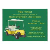 Green Gold Golf Cart Retirement Party Invitation