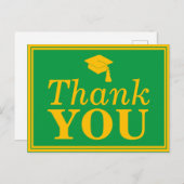 Green Gold Grad Cap Thank You Postcard | Zazzle