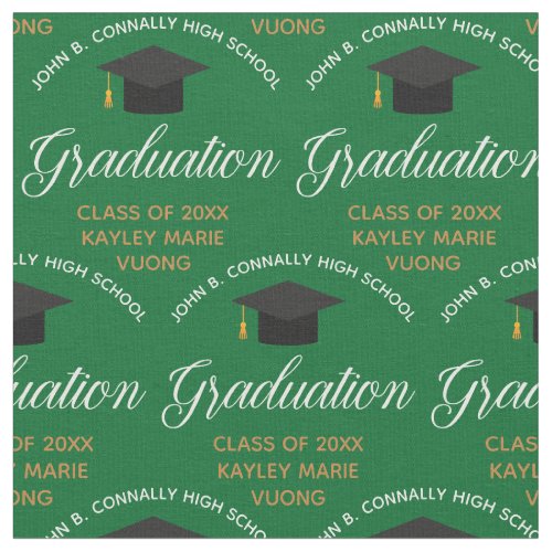 Green Gold Graduate Personalized 2024 Graduation Fabric