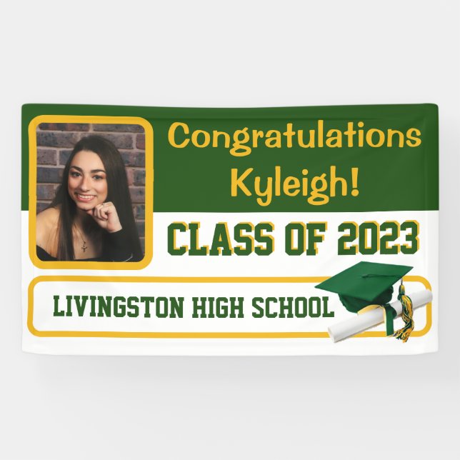 Green & Gold Graduation Banner (Horizontal)