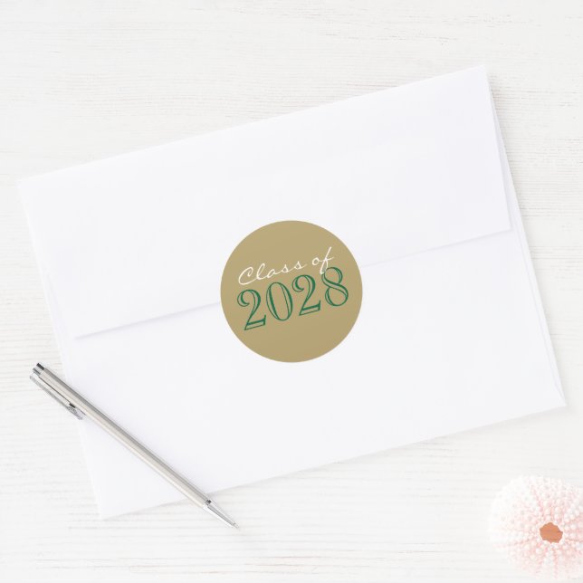 Green & Gold Graduation Envelope Seal Stickers (Envelope)