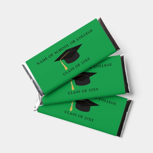 Green Gold Graduation Hat Graduation Party  Hershey Bar Favors