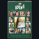Green Gold Graduation K–12 Photo Collage 15 Month Calendar<br><div class="desc">Be proud, rejoice and showcase this milestone of your favorite grad. Create this graphic, stunning, simple, modern, personalized high school graduation K – 12 photo collage 15 month calendar for a keepsake you’ll enjoy throughout the year. On the front, a fun, playful visual of bold white typography and faux gold...</div>