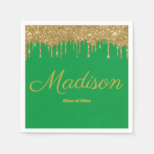 Green & Gold Graduation Party Class of 2024 Paper Napkins