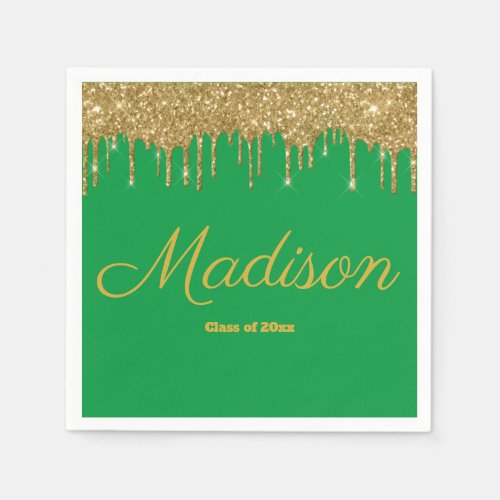 Green  Gold Graduation Party Class of 2024 Paper Napkins