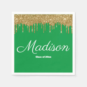 Green & Gold Graduation Party Class of 2024 Paper Napkins