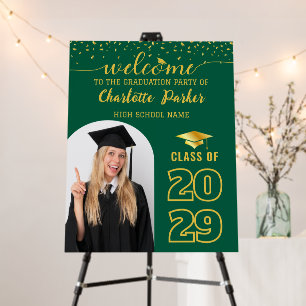 Green & Gold Graduation Party Welcome Arch Photo Foam Board