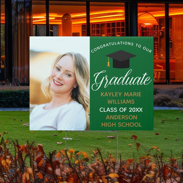 Green Gold Graduation Photo 2026 Graduate Yard Sign (Creator Uploaded)
