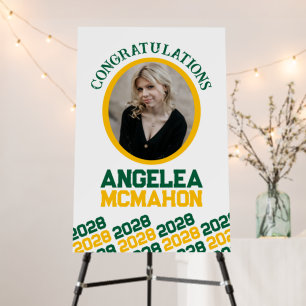 Green & Gold Graduation Photo Autograph Signature Foam Board