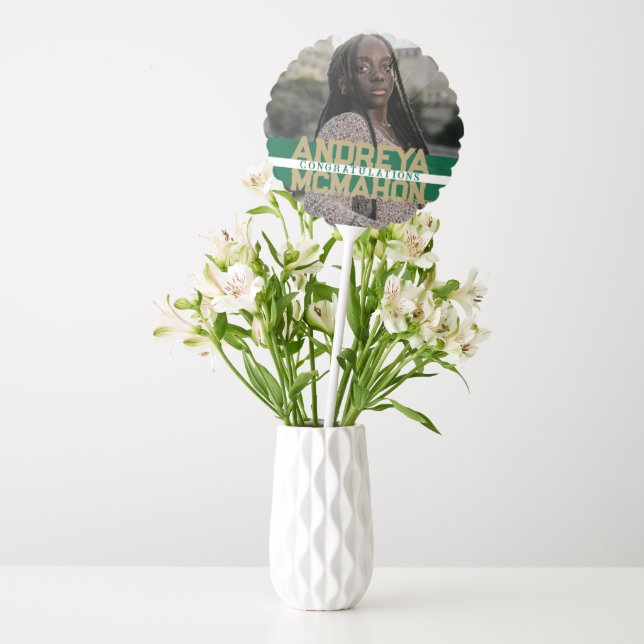 Green & Gold Graduation Photo Centerpiece Balloon (Vase)