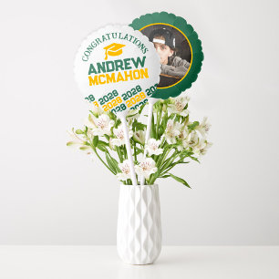 Green & Gold Graduation Photo Centerpiece Balloon