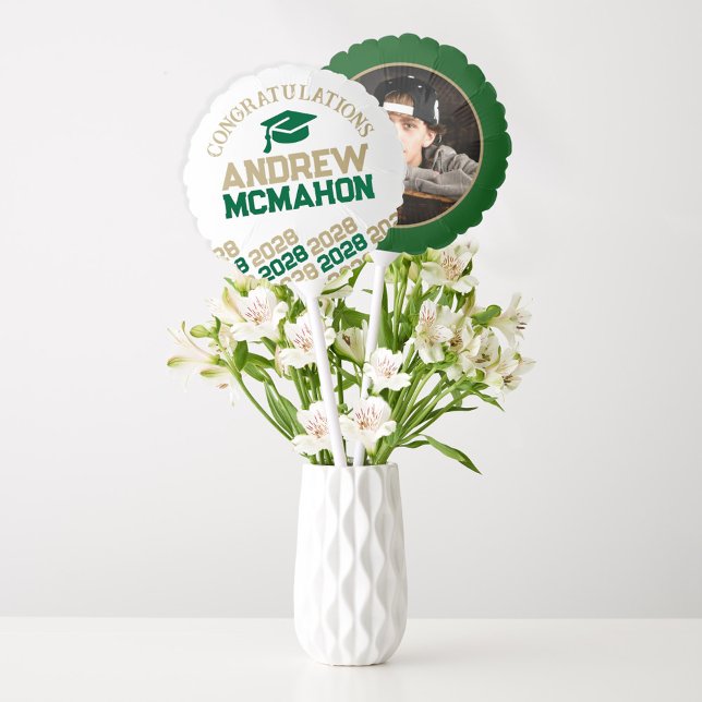 Green & Gold Graduation Photo Centerpiece Balloon (Creator Uploaded)
