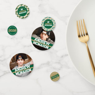 Green & Gold Graduation Photo Personalized Party Confetti