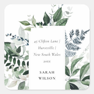 Green Gold Greenery Frame I have Moved Address Square Sticker