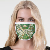 Green Gold Guardian Angel Art Custom Face Mask (Worn Her)