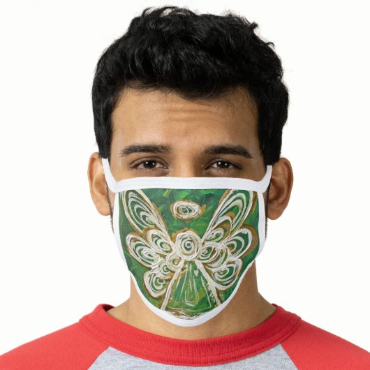 Green Gold Guardian Angel Art Custom Face Mask (Worn Him)