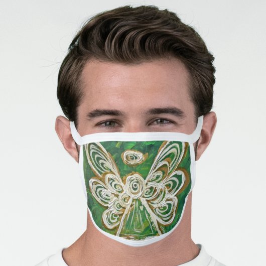 Green Gold Guardian Angel Art Custom Face Mask (Worn Him)