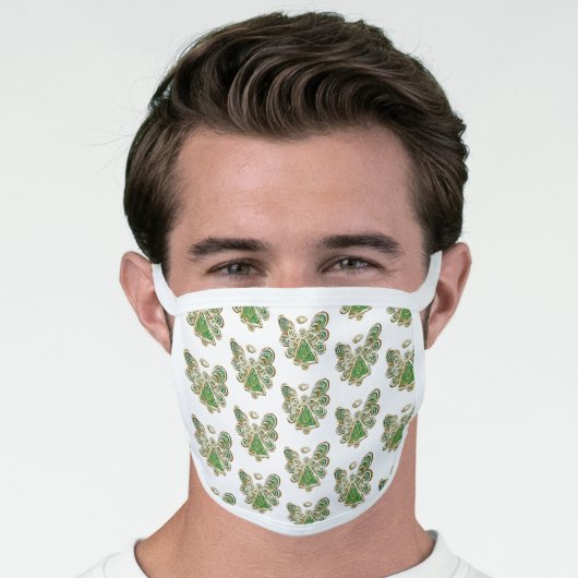 Green Gold Guardian Angel Art Custom Face Mask (Worn Him)