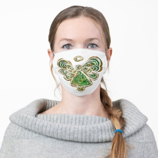 Green Gold Guardian Angel Art Custom Face Masks (Worn)