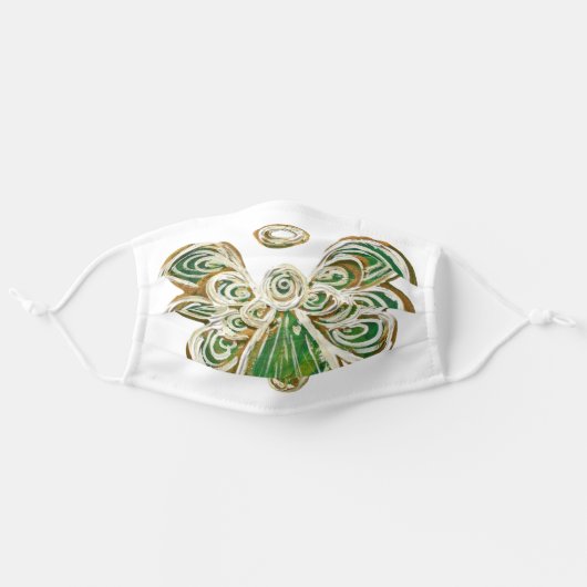 Green Gold Guardian Angel Art Custom Face Masks (Front, Unfolded)