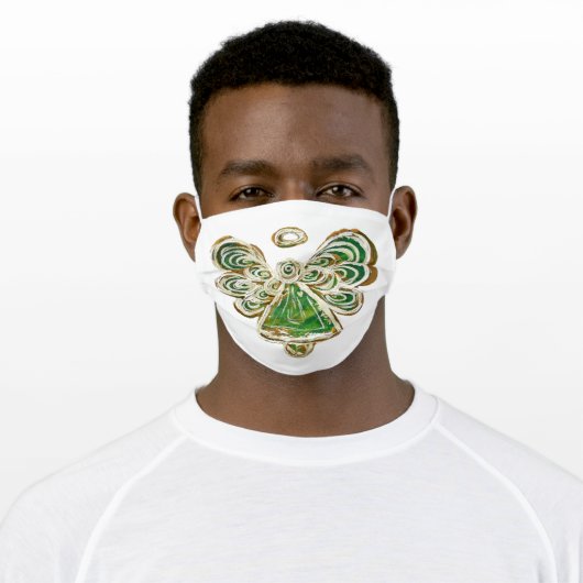 Green Gold Guardian Angel Art Custom Face Masks (Worn)