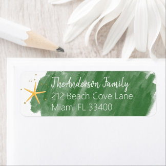Green Gold Hand-Lettered Typography Address Label