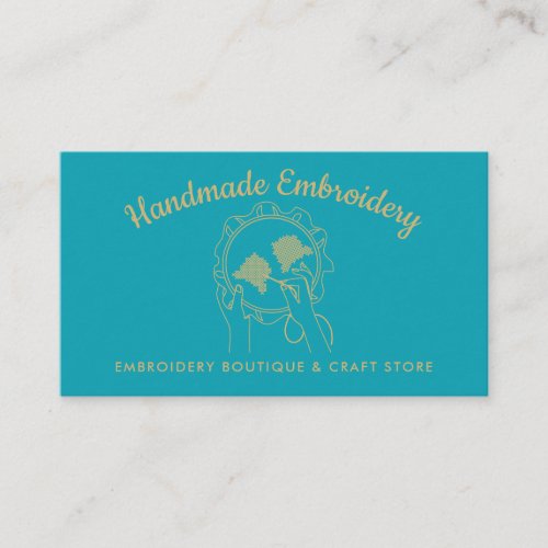 Green Gold Handmade Hobby Craft Embroidery Business Card