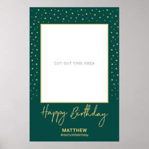 Green & Gold Happy Birthday Photo Frame Prop Poster