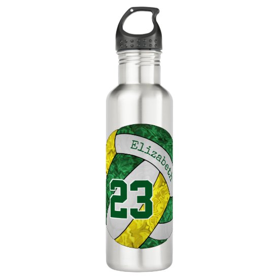 green gold her custom volleyball team colors stainless steel water bottle