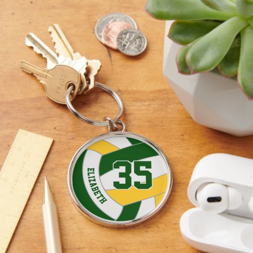 green gold her team colors custom volleyball keychain