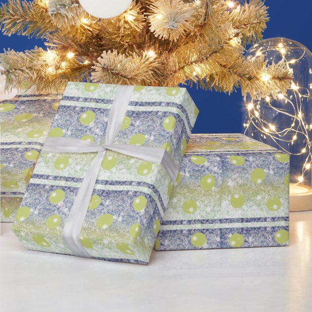 Green Gold Holiday Baubles Wrapping Paper (Holidays)