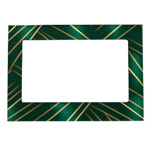 GREEN & GOLD HOLIDAY CHRISTMAS STRIPS MAGNETIC FRAME