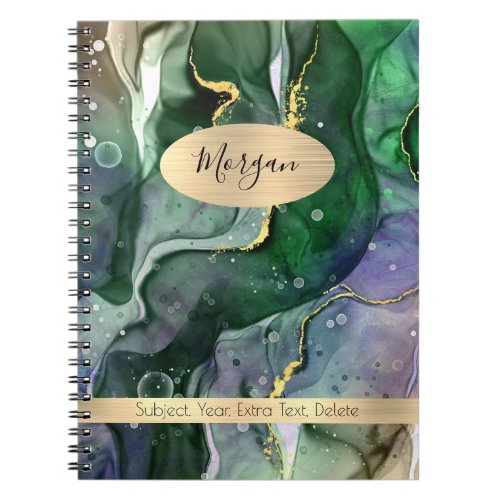 Green  Gold Ink Abstract NameSubject Notebook