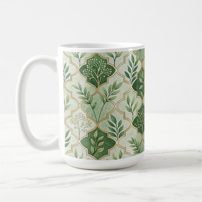 GREEN & GOLD IRISH BRANCHES & VINES COFFEE MUG (Left)