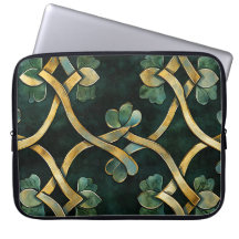 GREEN & GOLD IRISH CELTIC KNOTS AND SHAMROCKS