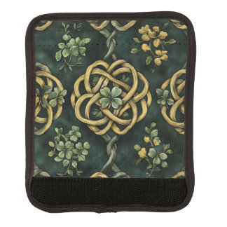 GREEN & GOLD IRISH CELTIC KNOTS WITH SHAMROCKS LUGGAGE HANDLE WRAP