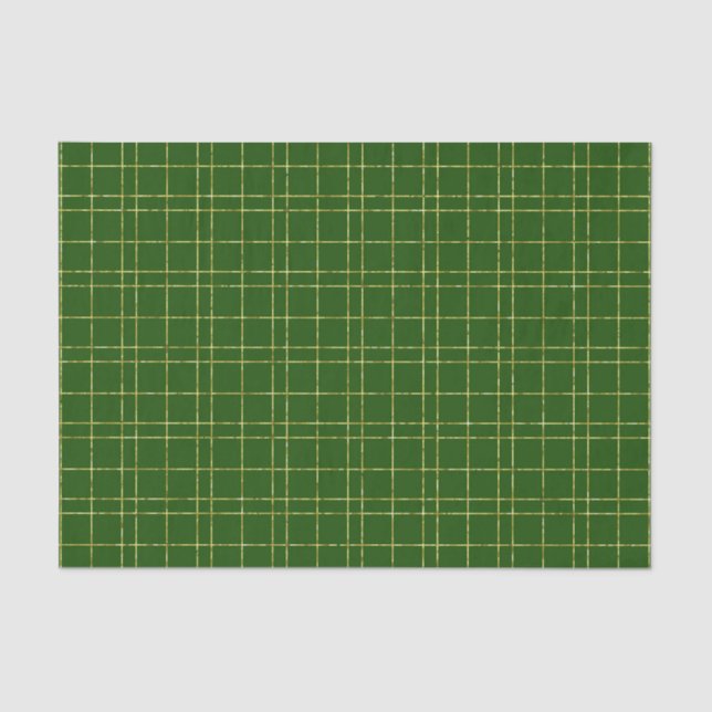 GREEN & GOLD IRISH PLAID PATTERNS TISSUE PAPER (Front)