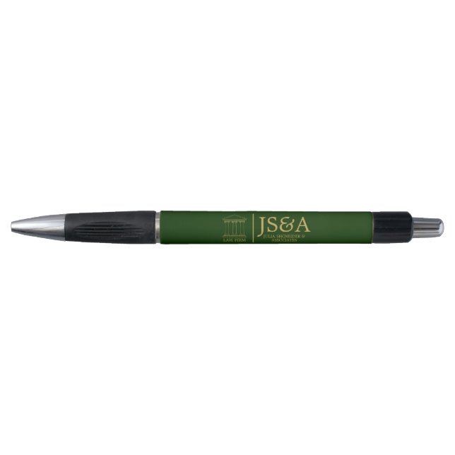 Green Gold Justice Columns Law Firm Pen (Front)