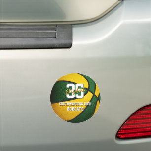 Green gold kids basketball team spirit 5 inch car magnet