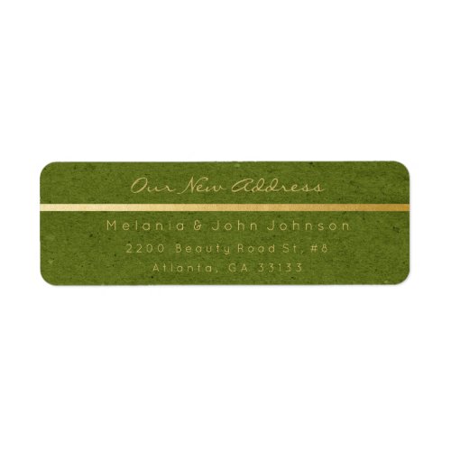 Green Gold Kraft Thank You  New Adress RSVP Label